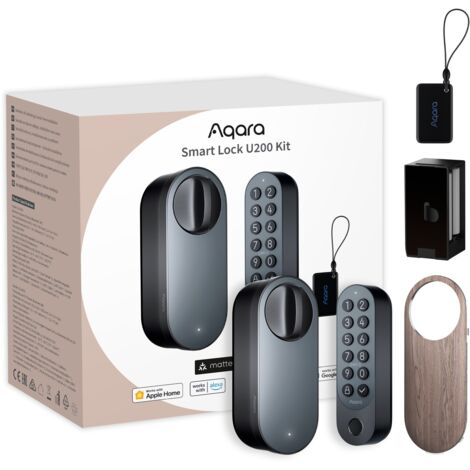 Aqara smart lock u200 kit nero  smart door lockde homekit, thread, bluetooth 5.1, nfc