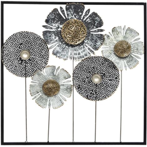 Decorazione murale in metallo Fiori 50x50cm - Atmosphera créateur d'intérieur