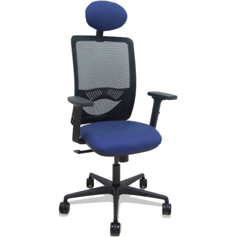 Sedia Zulema synchro maglia nera sedile bali blu navy braccioli 2D blu navy rotelle 65 mm poggiatesta (1/2)