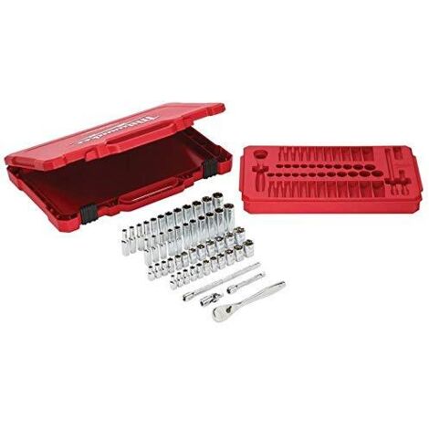 Milwaukee Juego 50 piezas, carraca y vasos de 1/4" SAE y Metrica (1/4)