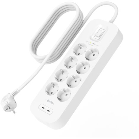 Belkin Connect ciabatta 8 prese bianca 2 USB-C 2m (1/5)