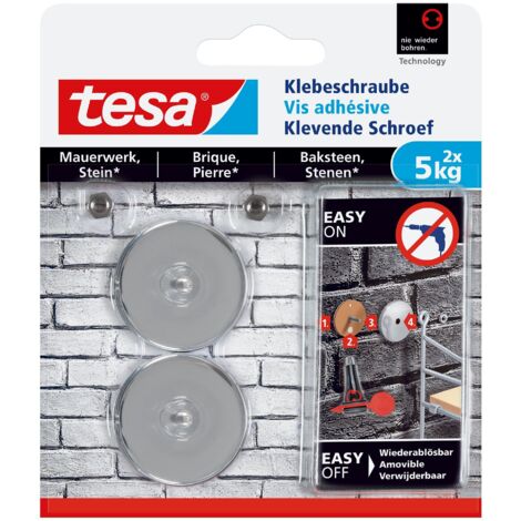 tesa 77906 Viti Metalliche Rotonde, Contenuto 2 Pezzi, Silber, 5kg, Set di 2 (1/4)