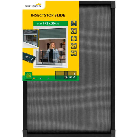 Zanzariera Schellenberg Porte e finestre Estensibile Antracite Fibra di Vetro 50 x 142 cm