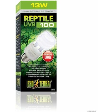 EXOTERRA LAMPADA RETTILI UVB REPTI GLO COMPACT 13WATT 5.0 ATTACCO E27 (1/4)