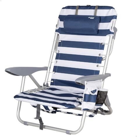 AKTIVE Sedia da Spiaggia Pieghevole, Alu+600D Oxford, Marinara, 50 x 45 x 76cm (1/4)