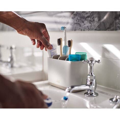 Mini Portaspazzolino In Ceramica Fatto A Mano – Set Da 2 Pezzi (Bianco) – Perfetto Per Coppie, Portapenne E Bagno