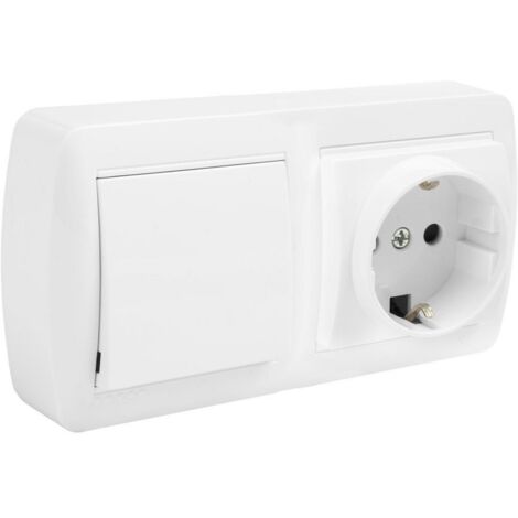 PRESA DOPPIA BIPOLARE CON T/T LATERALE + INTERRUTTORE E CON OTTURATORE 148X72X42MM S. MURO SOLERA