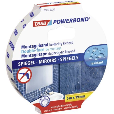 tesa MIRROR 55733-00010-04 Nastro per fissaggio tesa® Powerbond Bianco (L x L) 5 m x 19 mm 1 pz.
