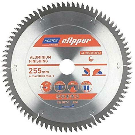 Norton piła tarczowa 255mm x 30mm x 80z alluminio (3,0/2,2)