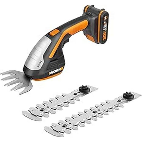 WORX WG801E Forbice Elettrica a Batteria 20V, con 3 Lame Intercambiabili in Dotazione