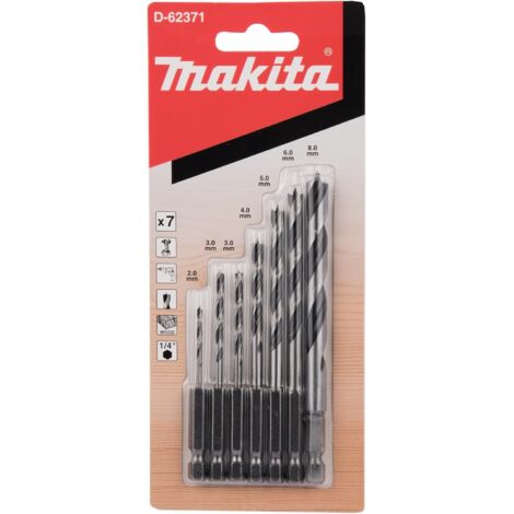 Set di 7 punte per legno elicoidali, attacco esagonale 1/4'' - MAKITA D-62371 (1/4)