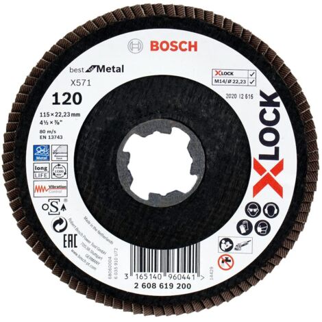Bosch Professional 2608619200 Disco Lamellare Bombato, per Metallo, X-Lock, X571, Ø115 mm, Grana K120 (1/5)