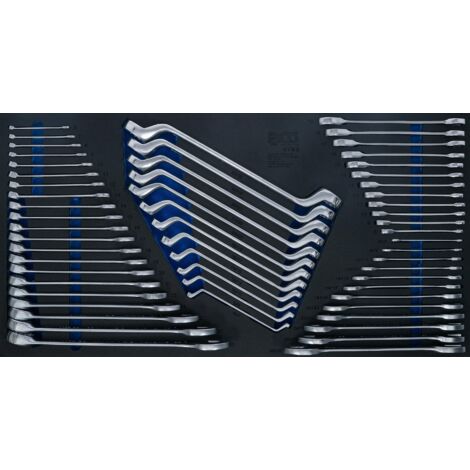 Modulo per carrelli portautensili XL: chiave combinata anello-forchetta / chiave a doppio anello / serie di chiavi fisse doppie e chiave combinata a cricchetto  57 pz. (1/3)