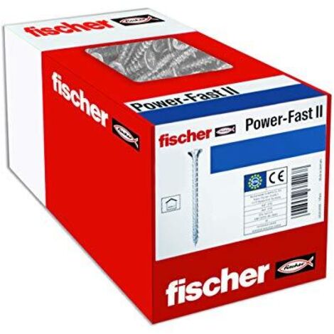 Fischer, 100 viti per truciolato Power-Fast II 5,0 x 50, Pan Head con impronta a croce completamente filettata, zincate tramite galvanizzazione, blu passivato (art. n. 670447)