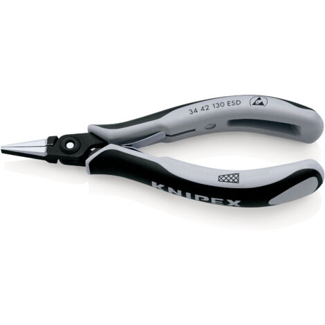 KNIPEX 34 42 130 ESD Pinza di precisione speciale per elettronica ESD con manici multicomponente brunita 130 mm
