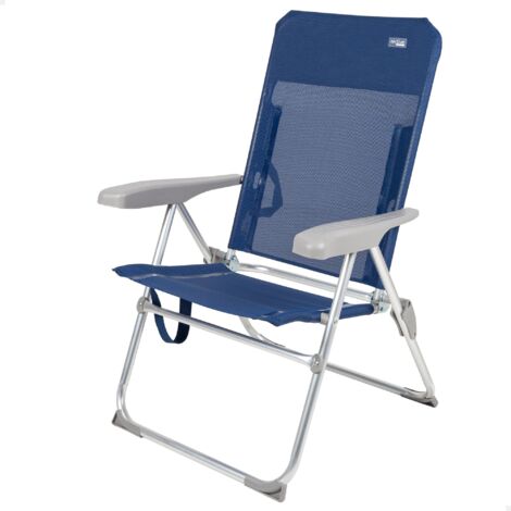 AKTIVE 62661 Sedia da Spiaggia Pieghevole, Plastica Alluminio Textilene, Blu Navy