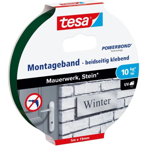Nastro di montaggio tesa Powerbond Brick & Stone nero 19 mm 5 m (1/5)