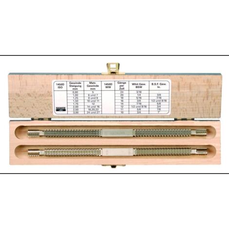 Bahco 1450D/2 Set di 2 lime filettate in cofanetto di legno (1/3)