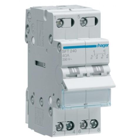 Hager commutatore interruttore rotativo 1-0-2 2 poli 40a 2 moduli sft240