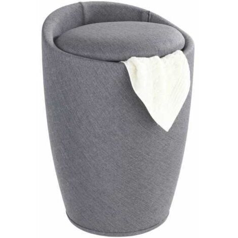 Sgabello portabiancheria Candy grigio effetto lino WENKO