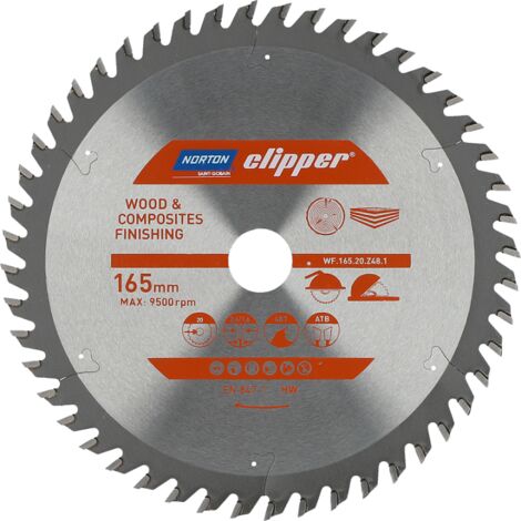Lama de in metallo duro 165 x 2,6/1,6 x 20 cm, Z48, Norton CLIPPER - 70184608090