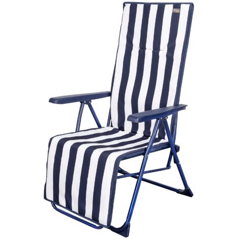 AKTIVE 62616 - Lettino Pieghevole a 5 Posizioni a Righe Marine 59 x 59 x 109 cm Garden