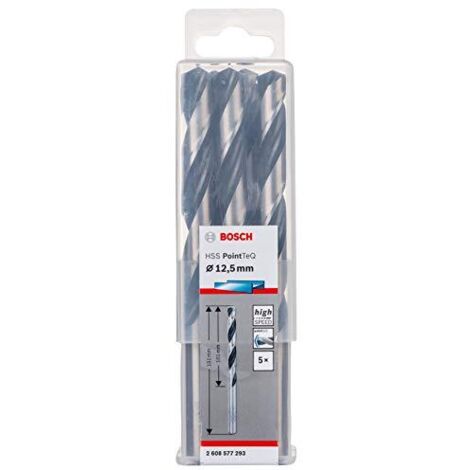 Trapano a spirale in metallo HSS PointTeQ, DIN 338, 12,5 mm, confezione da 5 pezzi