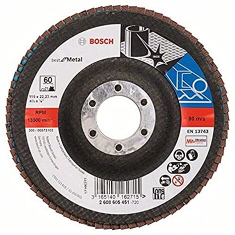 BOSCH - DISCO LAMELLARE FIBRA VETRO BESTMETAL 115X115X10MM GRANA 60 (1/4)