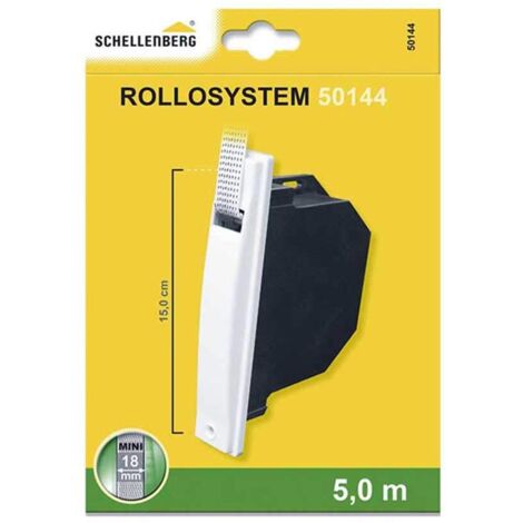 Schellenberg 50144 Set Avvolgitore da Incasso Mini con placca avvolgibili PVC, con Cinghia tapparella di Lunghezza di 5 m, con Scatola a Muro, Distanza dei Fori 15 cm, Bianco