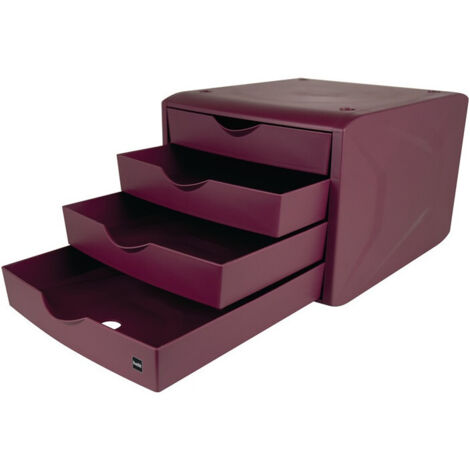 Cassettiera con fermo estraibile 4 cassetti rosso H215xL265xD332mm HELIT (1/3)