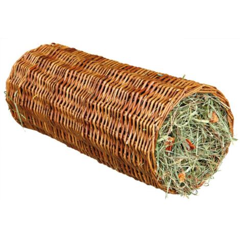 Tunnel in vimini con fieno per conigli e roditori: Diametro 20×38cm 220gr.