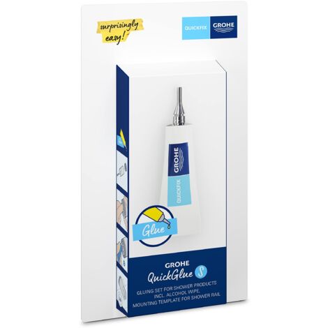 GROHE QUICKFIX - Set QuickGlue S per prodotti doccia (1 colla, 1 salvietta imbevuta di alcol, tempo di posa 24 ore), 41247000 (1/4)