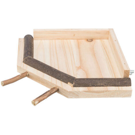 Piattaforma con posatoio, in legno, 19x19cm per uccelli