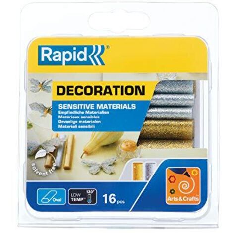 Rapid 40108463 Colla Rapid Oval a Bassa Temperatura Glitter Oro Argento, Assortiti