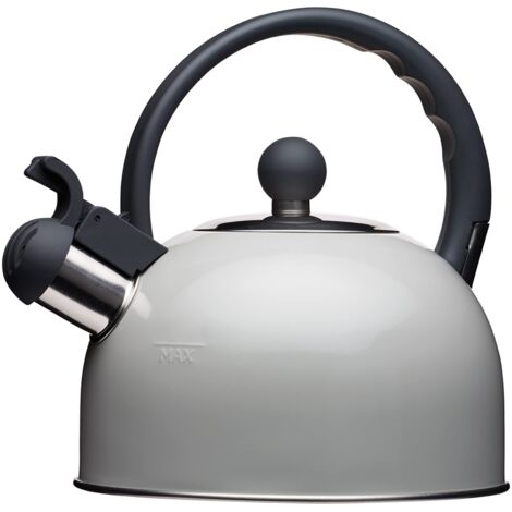 KitchenCraft Living Nostalgia Teiera vintage con fischietto, bollitore d'acqua de per fornelli elettrici e a induzione 1,4L, metallo, 18 x 21,5 x 21 cm - grigio francese (1/5)
