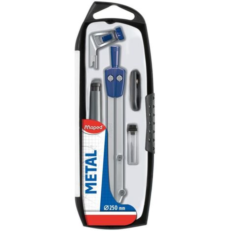 Maped Compasso Metallo Blu e Argento Set 5 Pezzi Design Ergonomico 25 cm (1/4)