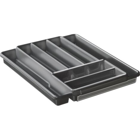 Rotho Domino PortaPosate con 7 Scomparti, Plastica (PP) senza BPA, Grigio (Antracite), 39.7 x 34.1 x 5.1 cm (1/3)