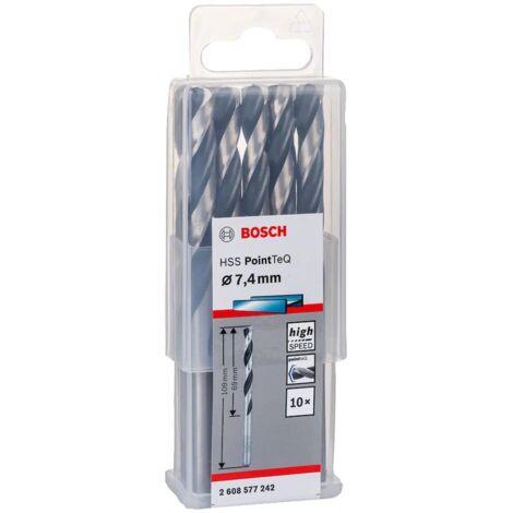Bosch Accessories 2608577205 HSS PointTeQ (3,7 x 39 x 70 mm) - Set da 10 Pezzi di Punte Elicoidali per Trapano per Metallo, Acciaio, Fusione o Plastica, Grigio (Argento), Ø 3.7 mm