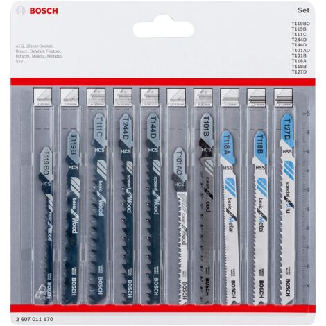 Bosch Accessories 2607011170 Kit lame per seghetto alternativo Wood and Metal, 10 pezzi 10 pz.