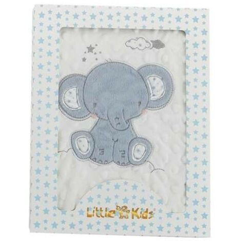 Coperta per Neonato Elefante Azzurro Ricamo Double-face 100 x 75 cm