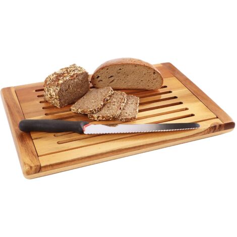 APS 883 - Tagliere per pane, 47,5 x 32 cm, altezza 2 cm, in legno di acacia, scomparto rimovibile per briciole (1/5)