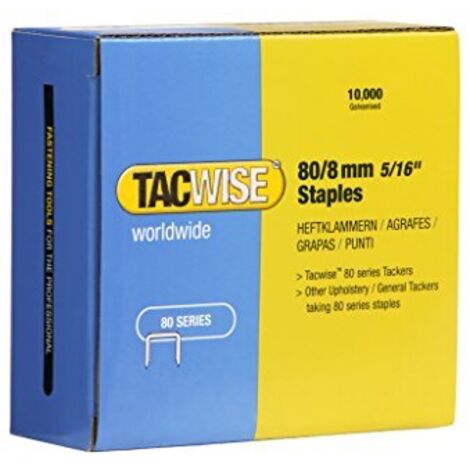 TACWISE 0382 Punti Galvanizzati per Tappezzeria, Tipo 80/8mm, Confezione da 10.000, Argento, 8mm
