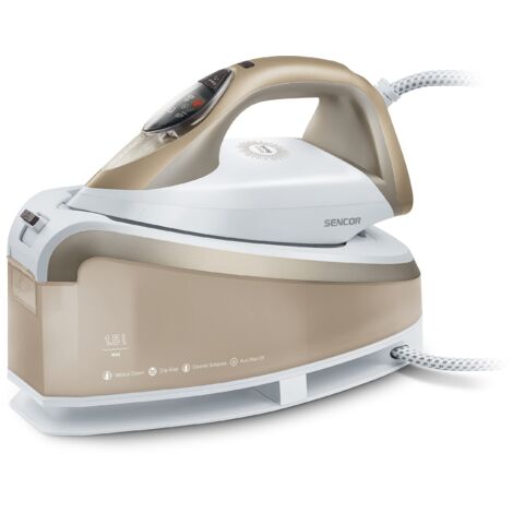 Sencor Ferro da Stiro a vapore con Caldaia, 2400W, Vapore 130 g/min, Colpo di Vapore 395 g/min, Serbatoio 1,5L, Piastra in Ceramica, Stiratura Verticale, Sistema Anticalcare, Funzione ECO, Anti-Goccia