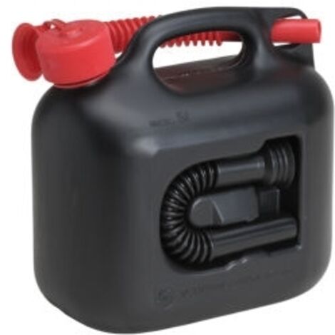 Secchio per carburante PREMIUM con capacità di 5 litri, nero, con 2 tubi di uscita