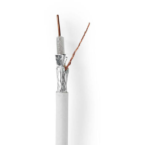 Cavo coassiale su bobin sicuro 4glte 75 ohm tripla protezione eca 100 m coax pvc bianco bobina (1/2)