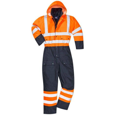 Tuta ad alta visibilità imbottita a contrasto arancione/marina M - FR(42-44) - UK(32-34) (1/4)