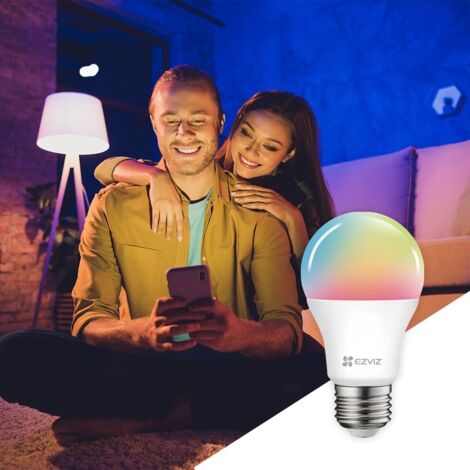 EZVIZ LB1 Lampadina Intelligente a Colori Wifi a LED E27 8W, Compatibile con Alexa, Google Home, Dimmerabile, Comandabile tramite App, Controllo Vocale, Nessun Hub Richiesto, Multicolore