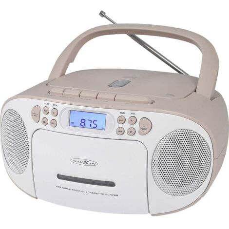 Reflexion RCR2260PK Radio CD FM AUX, CD, Cassette Rosa, Bianco