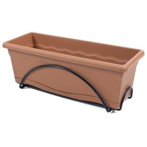 Vaso da Balcone con Piatto Plastiken Terracotta polipropilene 50 x 20 cm