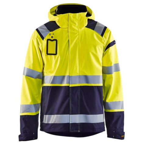 Giacca da lavoro in softshell stretch ad alta visibilità 2D 4987 - Giallo fluorescente/Blu navy XS (1/5)